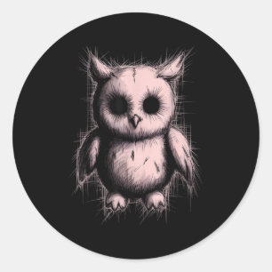 Creepy Cute Goth Owl Horror Sketch Alt Nge Evil Classic Round Sticker