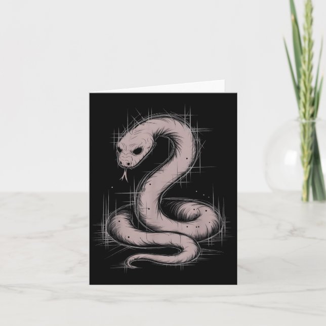 Creepy Cute Goth Python Horror Snake Sketch Alt Ng Card (Front)