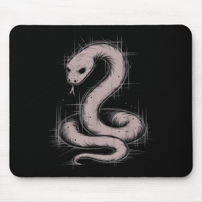 Creepy Cute Goth Python Horror Snake Sketch Alt Ng Mouse Mat (Front)