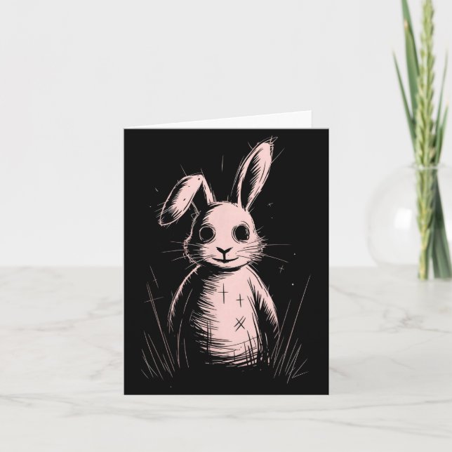 Creepy Cute Goth Rabbit Horror Bunny Sketch Alt Ng Card (Front)