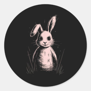 Creepy Cute Goth Rabbit Horror Bunny Sketch Alt Ng Classic Round Sticker