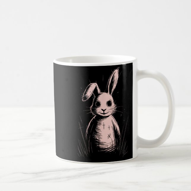 Creepy Cute Goth Rabbit Horror Bunny Sketch Alt Ng Coffee Mug (Right)
