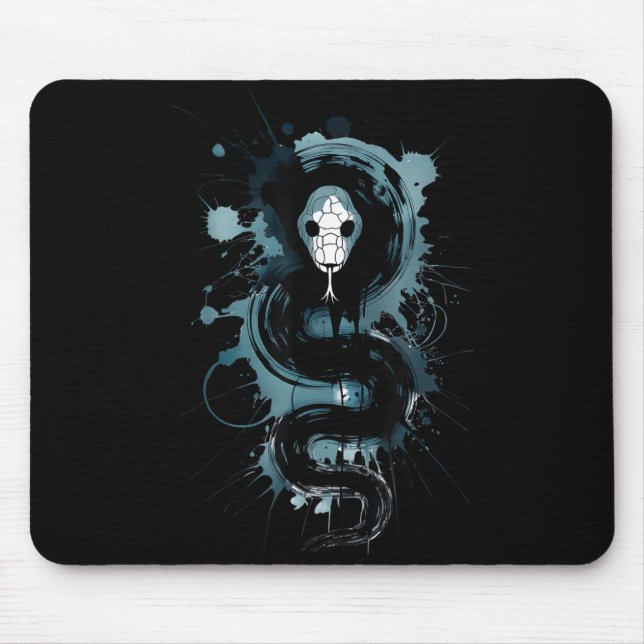Creepy Cute Goth Snake Horror Snake Sketch Alt Nge Mouse Mat (Front)