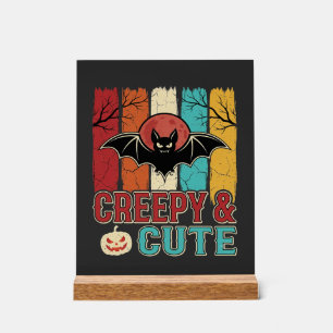 Creepy Cute Halloween Bat Retro Graphic Acrylic Sign