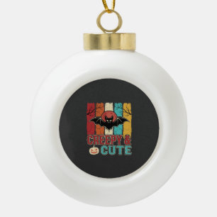 Creepy Cute Halloween Bat Retro Graphic Ceramic Ball Christmas Ornament