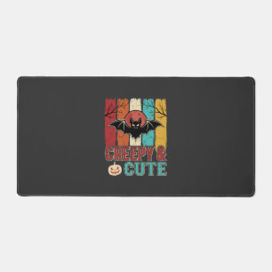 Creepy Cute Halloween Bat Retro Graphic Desk Mat