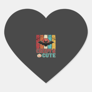 Creepy Cute Halloween Bat Retro Graphic Heart Sticker