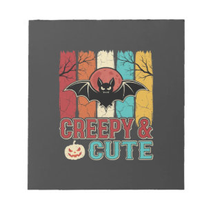 Creepy Cute Halloween Bat Retro Graphic Notepad