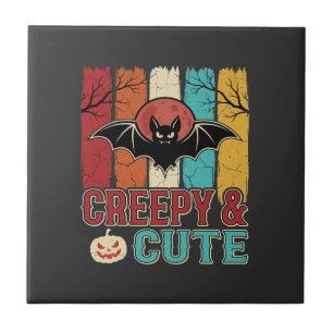 Creepy Cute Halloween Bat Retro Graphic Tile