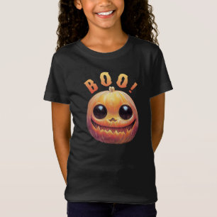 Creepy Cute Halloween Pumpkin Head Saying Boo T-Shirt