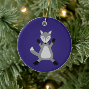 Creepy Cute Halloween Wolf Custom Christmas Ceramic Tree Decoration
