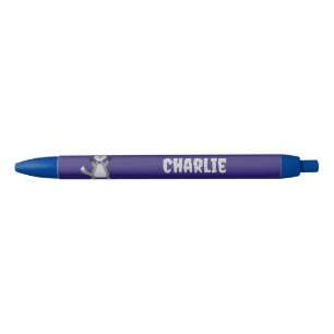 Creepy Cute Halloween Wolf Custom Name Blue Ink Pen
