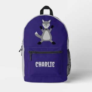 Creepy Cute Halloween Wolf Custom Name Printed Backpack