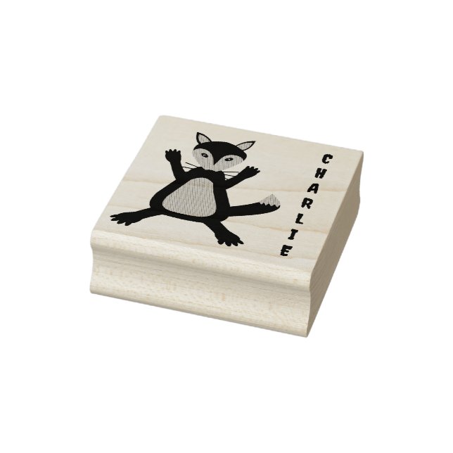 Creepy Cute Halloween Wolf Custom Name Rubber Stamp (Stamp)