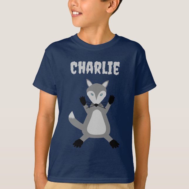 Creepy Cute Halloween Wolf Custom Name T-Shirt (Front)