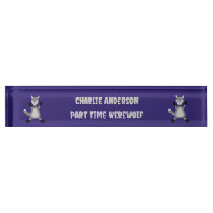 Creepy Cute Halloween Wolf Custom Nameplate