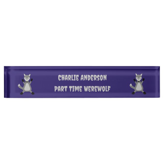 Creepy Cute Halloween Wolf Custom Nameplate (Front)