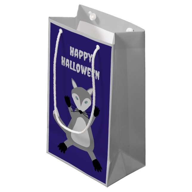 Creepy Cute Halloween Wolf Custom Small Gift Bag (Front Angled)
