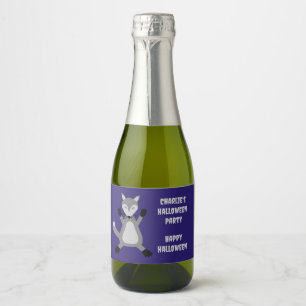 Creepy Cute Halloween Wolf Custom Sparkling Wine Label