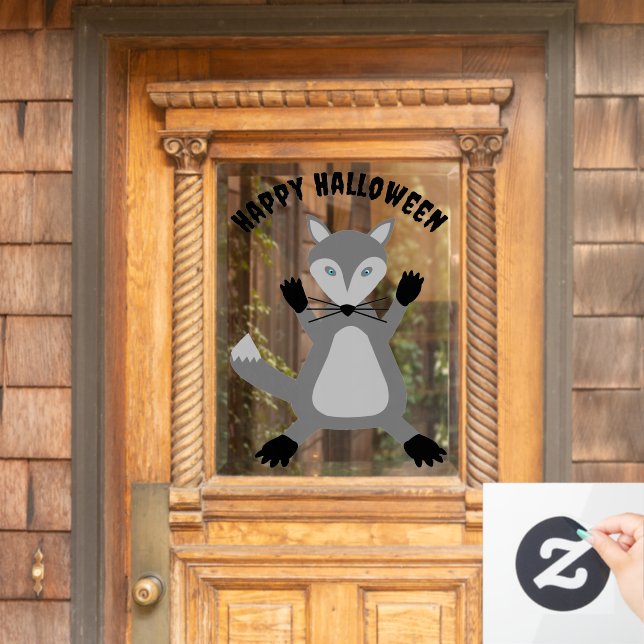 Creepy Cute Halloween Wolf Custom Window Cling (Home Door)