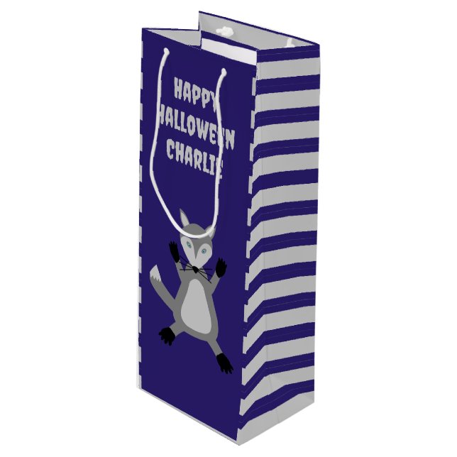 Creepy Cute Halloween Wolf Custom Wine Gift Bag (Front Angled)