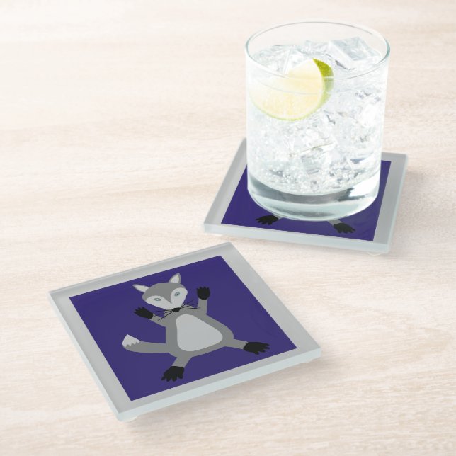 Creepy Cute Halloween Wolf Glass Coaster (Angled)