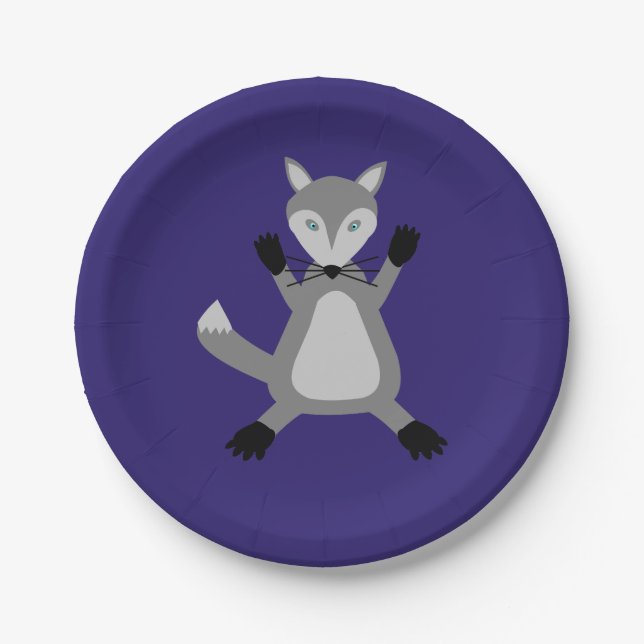 Creepy Cute Halloween Wolf Paper Plate (Front)