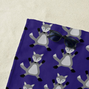 Creepy Cute Halloween Wolf Patterned Beach Towel