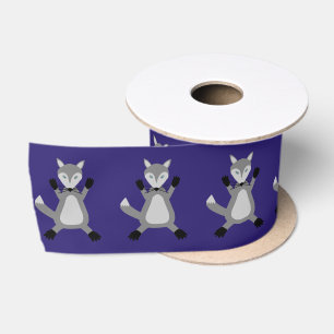 Creepy Cute Halloween Wolf Patterned Satin Ribbon