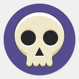 Creepy Cute Kawaii Goth Skull Classic Round Sticker