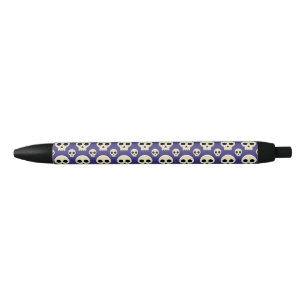 Creepy Cute Kawaii Goth Skull Pattern Black Ink Pen