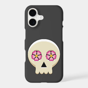 Creepy Cute Kawaii Goth Skull with Flowers