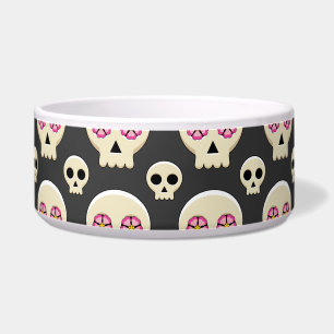 Creepy Cute Kawaii Goth Skull with Flowers Pattern
