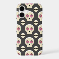 Creepy Cute Kawaii Goth Skull with Flowers Pattern