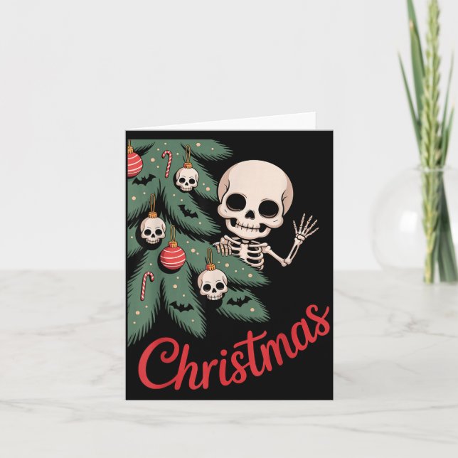 Creepy Cute Kawaii Skeleton Christmas Tree Skull B Card (Front)