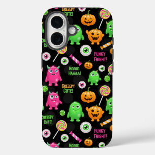 "Creepy Cute" Monsters and Halloween Fun Seamless iPhone 16 Case
