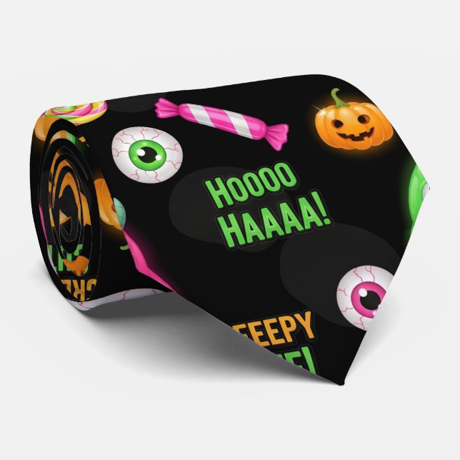 "Creepy Cute" Monsters and Halloween Fun Seamless  Tie (Rolled)