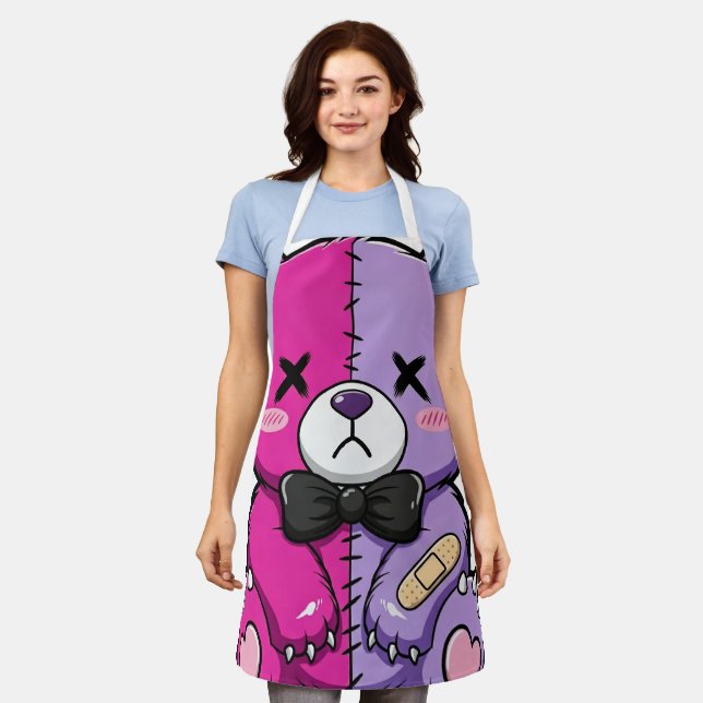 Creepy Cute Pastel Goth Bear Apron (Worn)