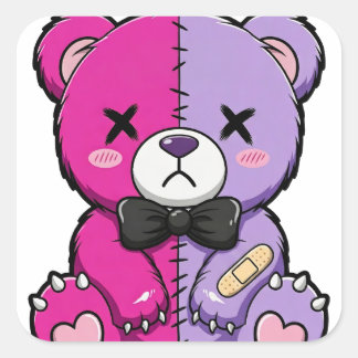 Creepy Cute Pastel Goth Bear Sticker