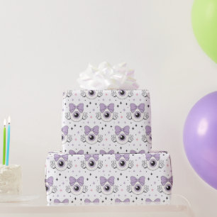 Creepy Cute Pastel Goth Eyeball & Bow Pattern  Wrapping Paper