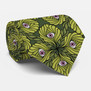 Creepy Cute Plant Spring Green Fantasy Art Pattern Tie