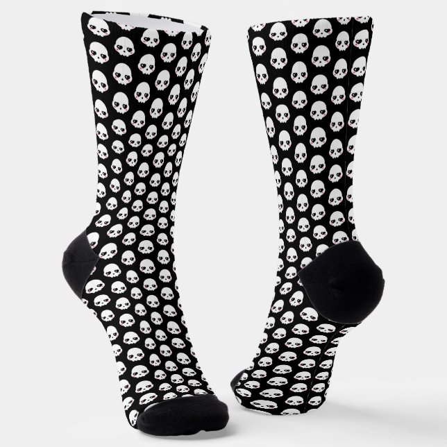 Creepy Cute Skulls Pattern Socks (Angled)