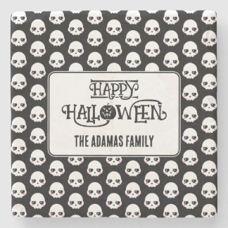 Creepy Cute Skulls With Last Name Stone Coaster