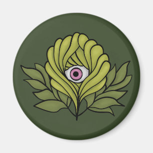 Creepy-Cute Spring Plant with Pink Eyeball - Whims Magnet