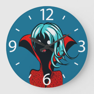 Creepy Cute Vampire Girl - Kawaii Gothic Large Clock