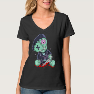 Creepy Cute Voodoo Doll With Knife Kids Halloween T-Shirt