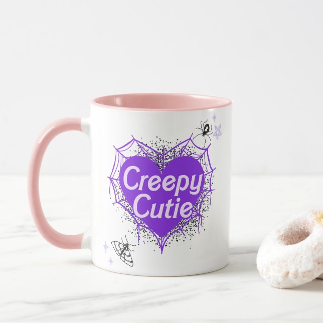 Creepy Cutie -A Spooky Cute Girlie Goth Coffee Mug (With Donut)