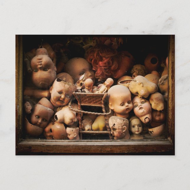 Creepy, Decapitated Doll Heads Postcard (Front)