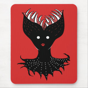 Creepy Demon Girl Dark Gothic Character With Teeth Mouse Mat