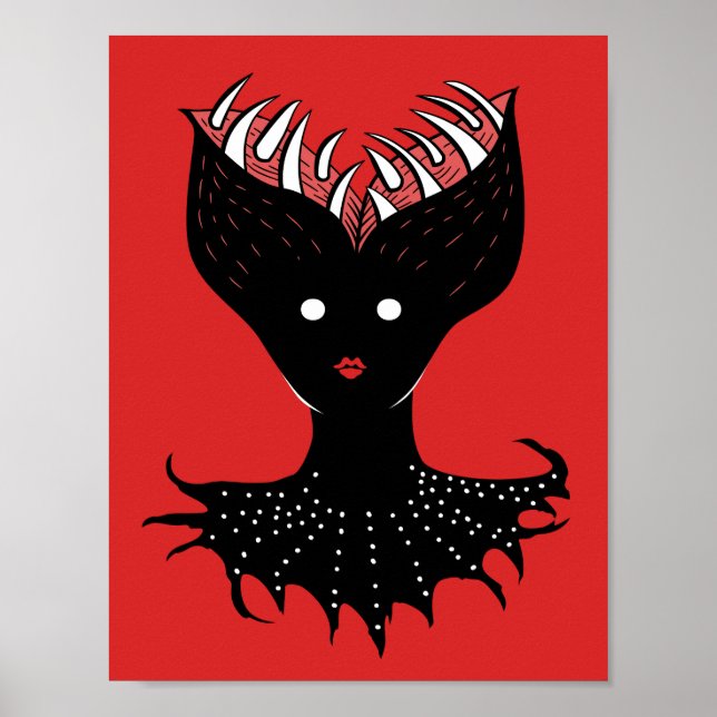 Creepy Demon Girl Dark Gothic Character With Teeth Poster (Front)